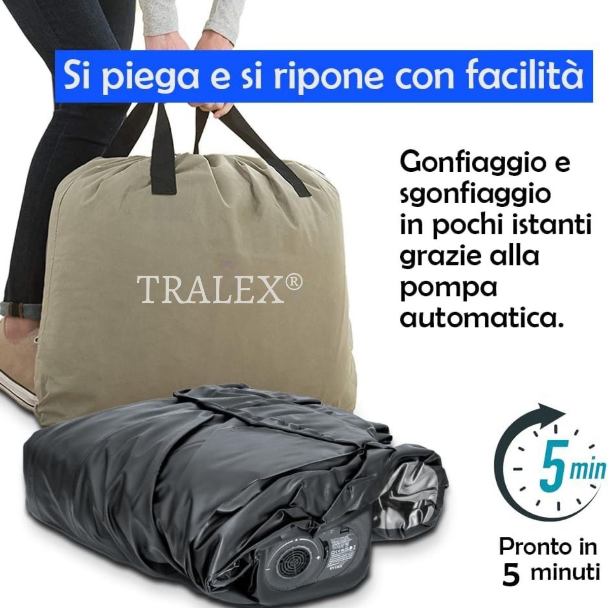 Materasso Matrimoniale gonfiabile Tralex - con pompa integrata