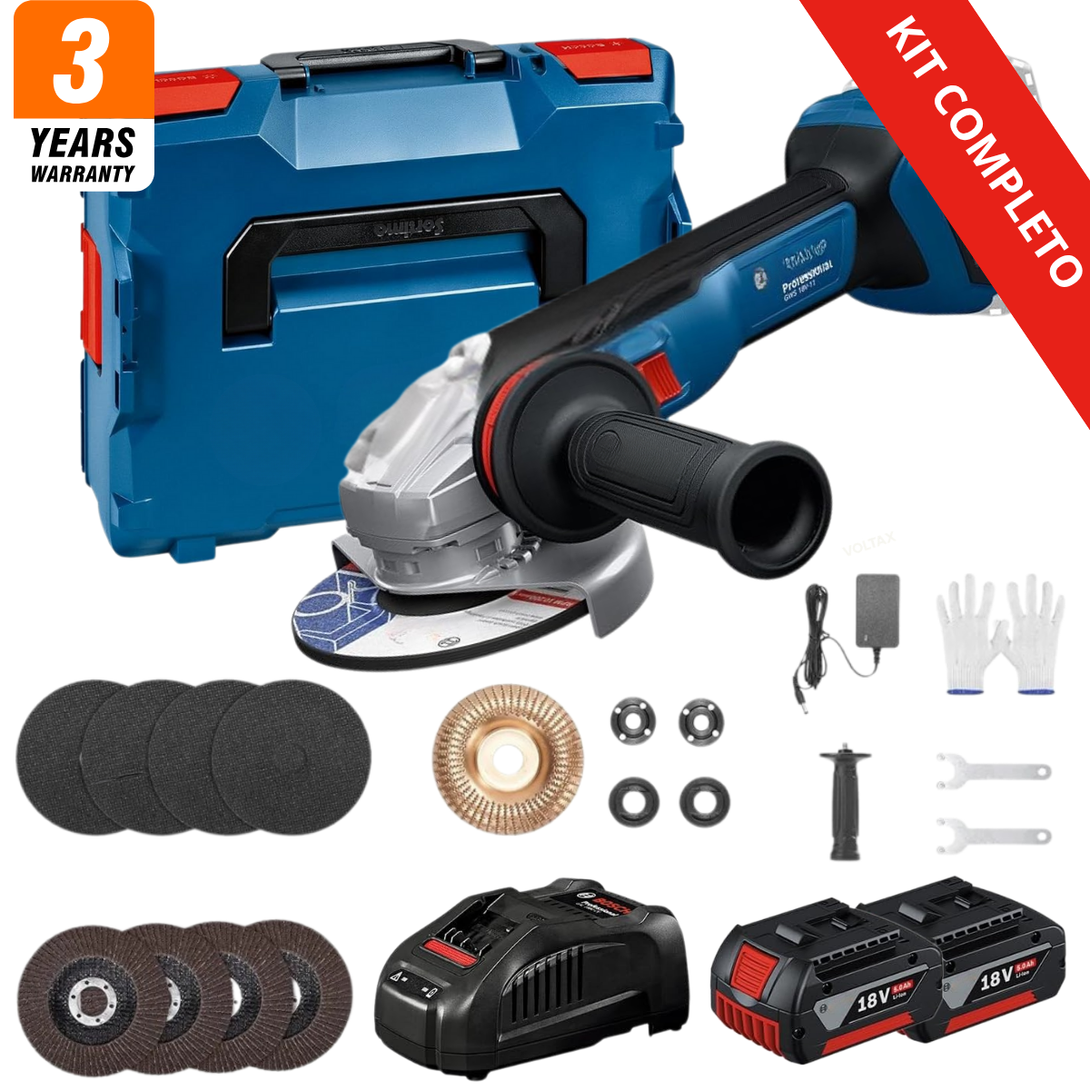 Smerigliatrice Voltax 1800 Watt a batteria + Kit Accessori